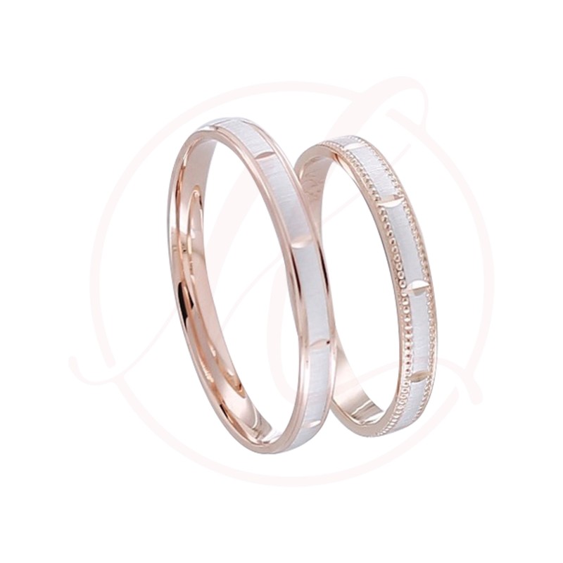 Alliance en or blanc et rose 18 carats Alliance en or blanc et rose 18 carats